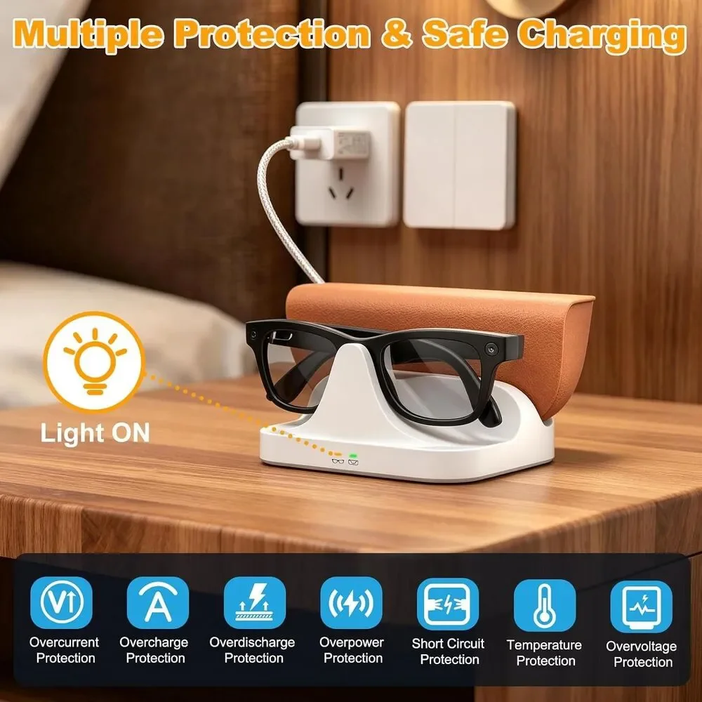 2-in-1 Magnetic Charging Dock Compatible with Ray-Ban Meta Smart Glasses